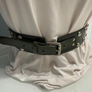 Green studded belt with silver studs 32-38"‎